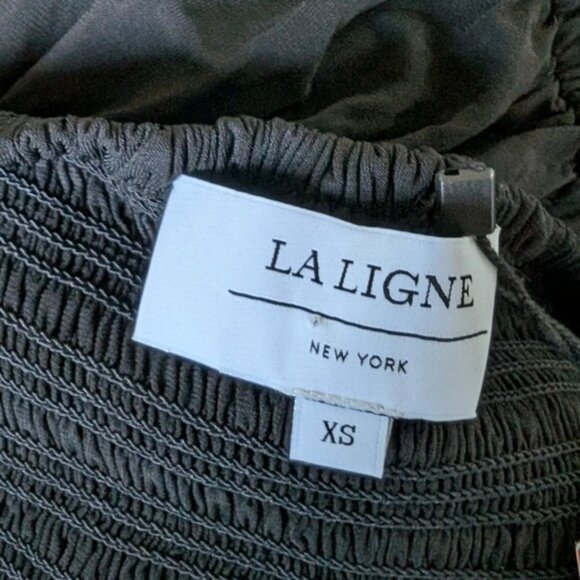 La Ligne Mariella Maxi Dress XS NEW Black Tiered Jersey Smocked Long Sleeve - Picture 6 of 8